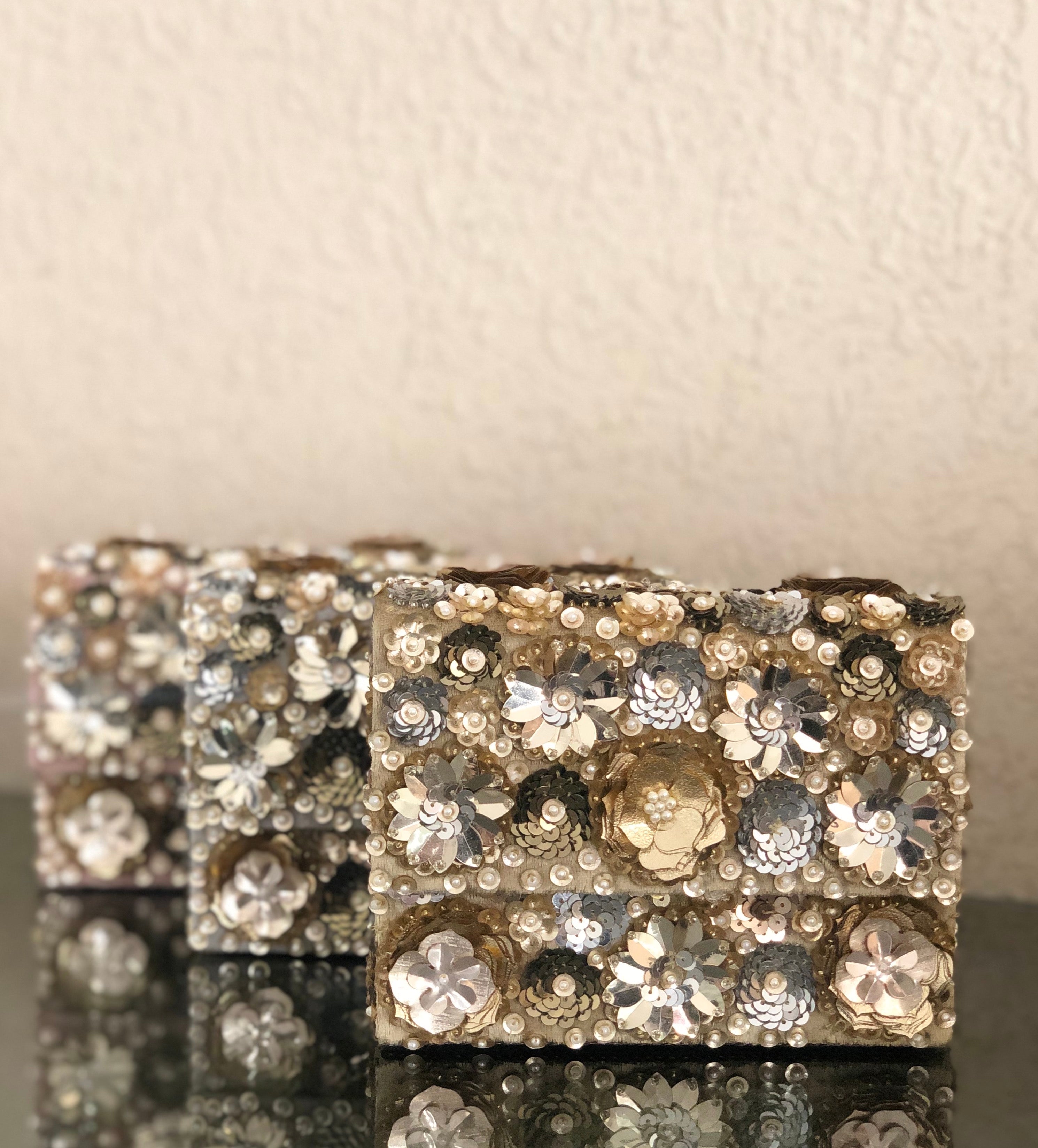 Gold Wildflower Clutch Bag