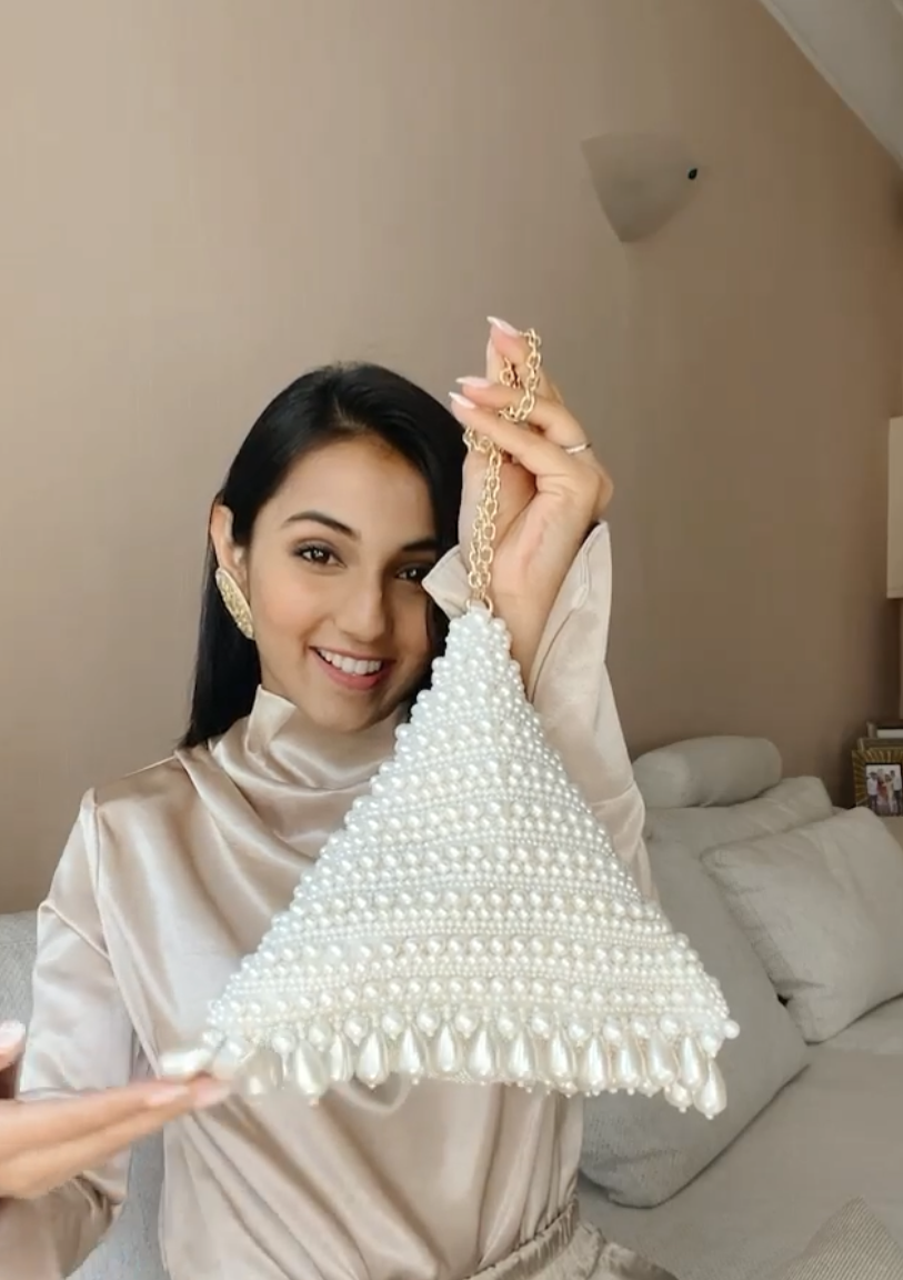 Cream Perla Pyramid Bag