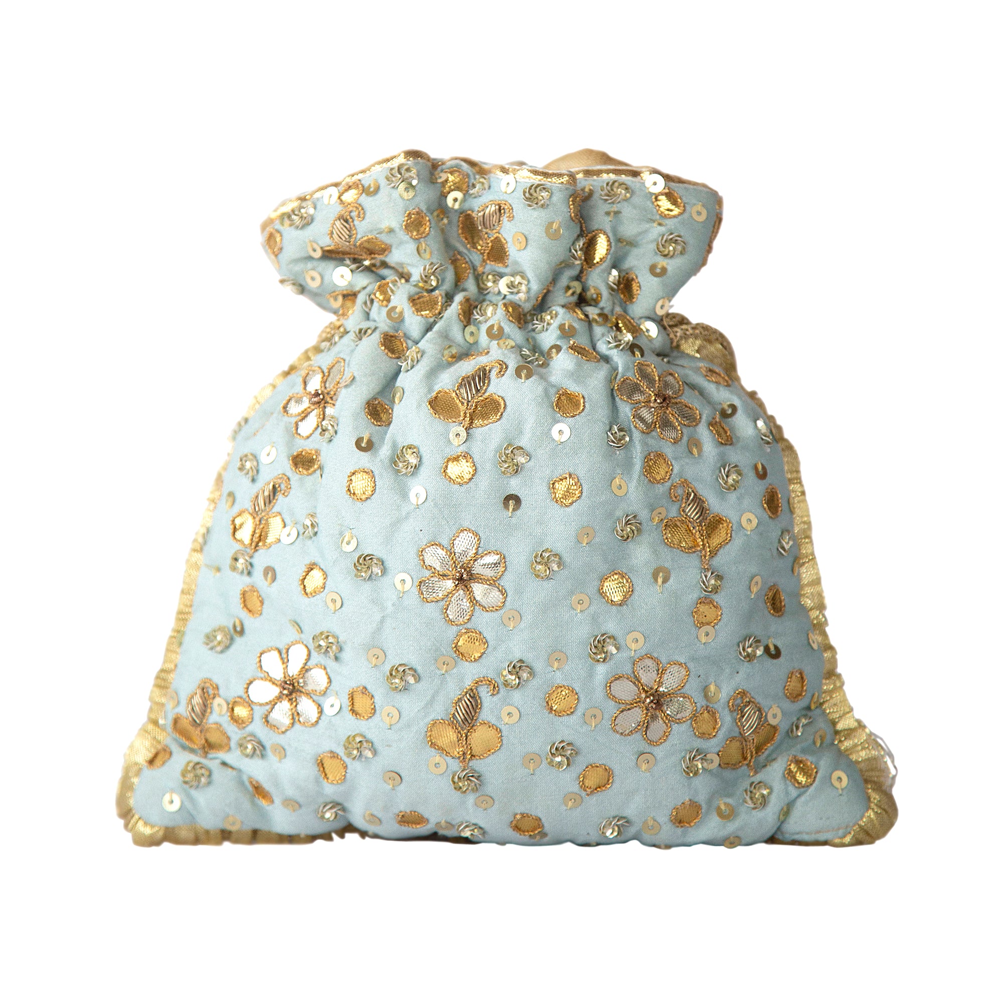 Blue Gota Pati Frill Bag