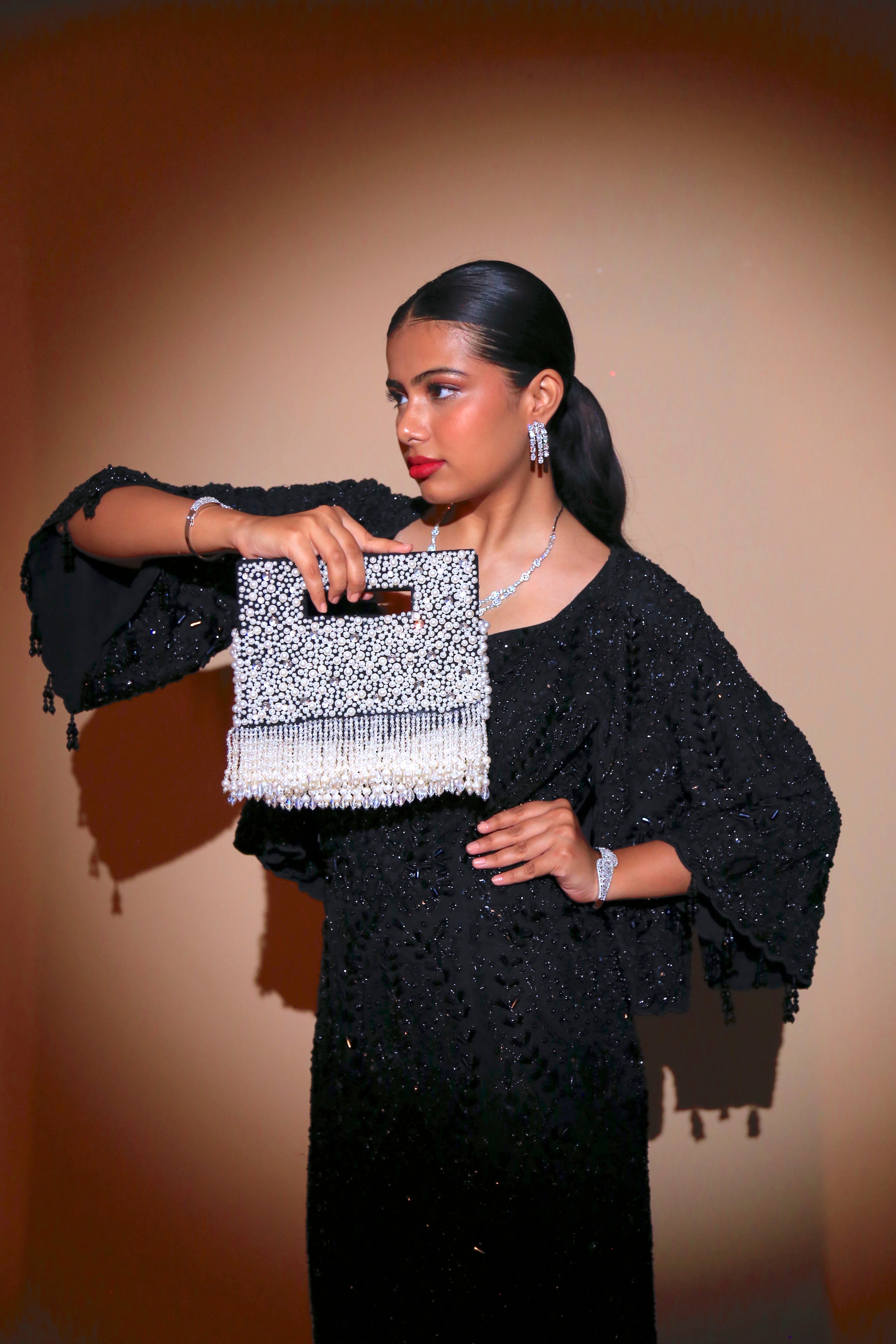 Black Noura Flapper Clutch