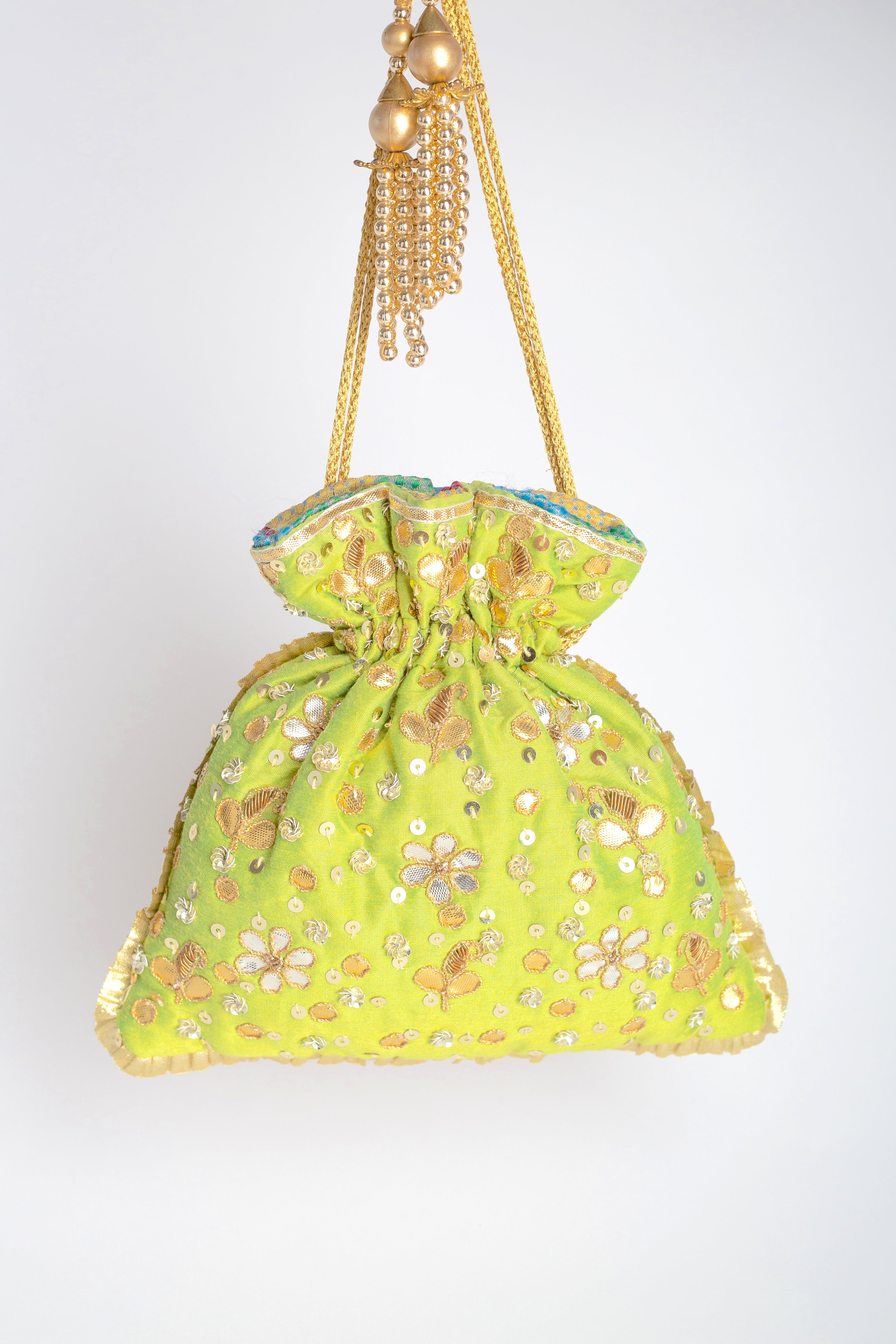 Green Gota Pati Frill Bag