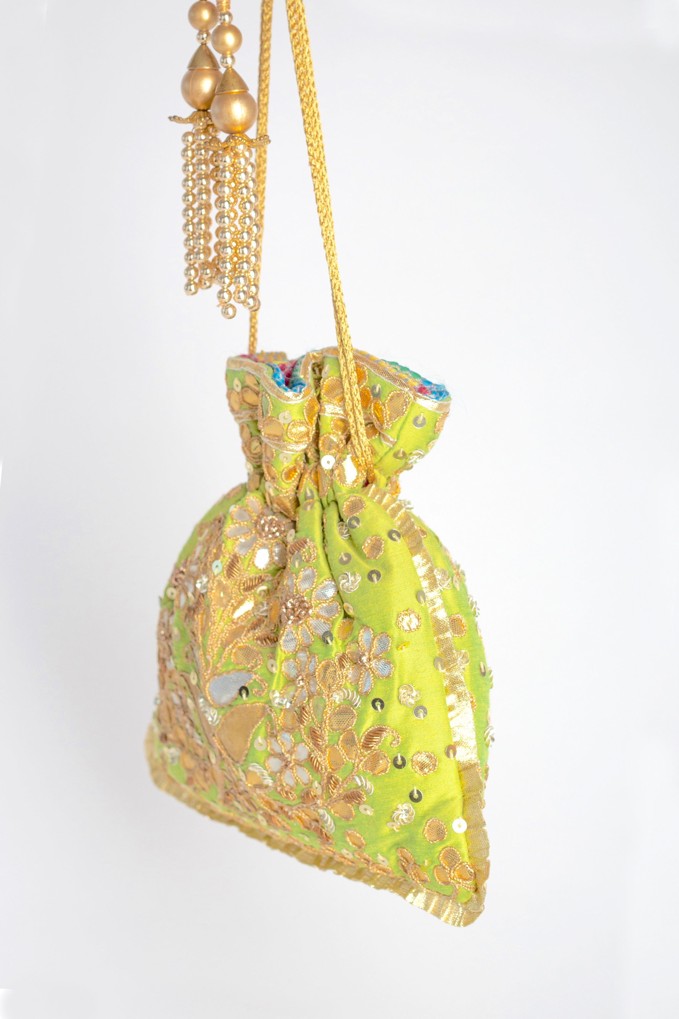 Green Gota Pati Frill Bag