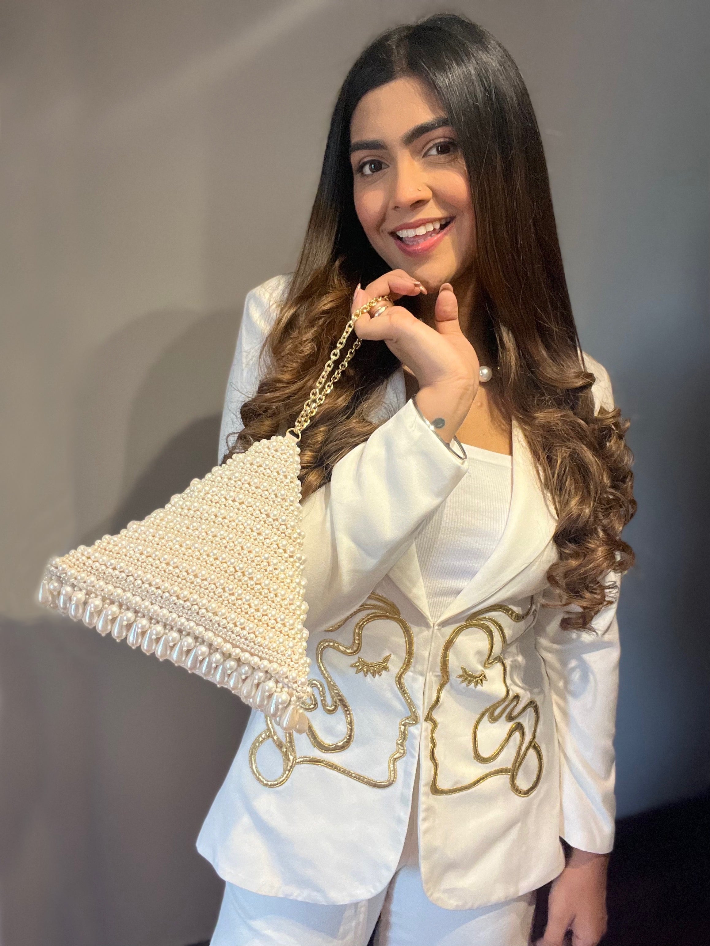 Cream Perla Pyramid Bag